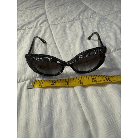 Dolce & Gabbana DG4321 Cat Eye Black Clear Lace Print Frame Sunglasses - Picture 4 of 8
